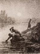 Jean Francois Millet Peasant get the water oil